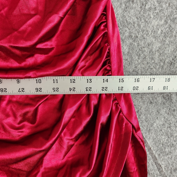 Loemes Satin Cowl Neck Slip Midi Dress Women's L Red Cocktail Formal Romantic - Picture 10 of 11